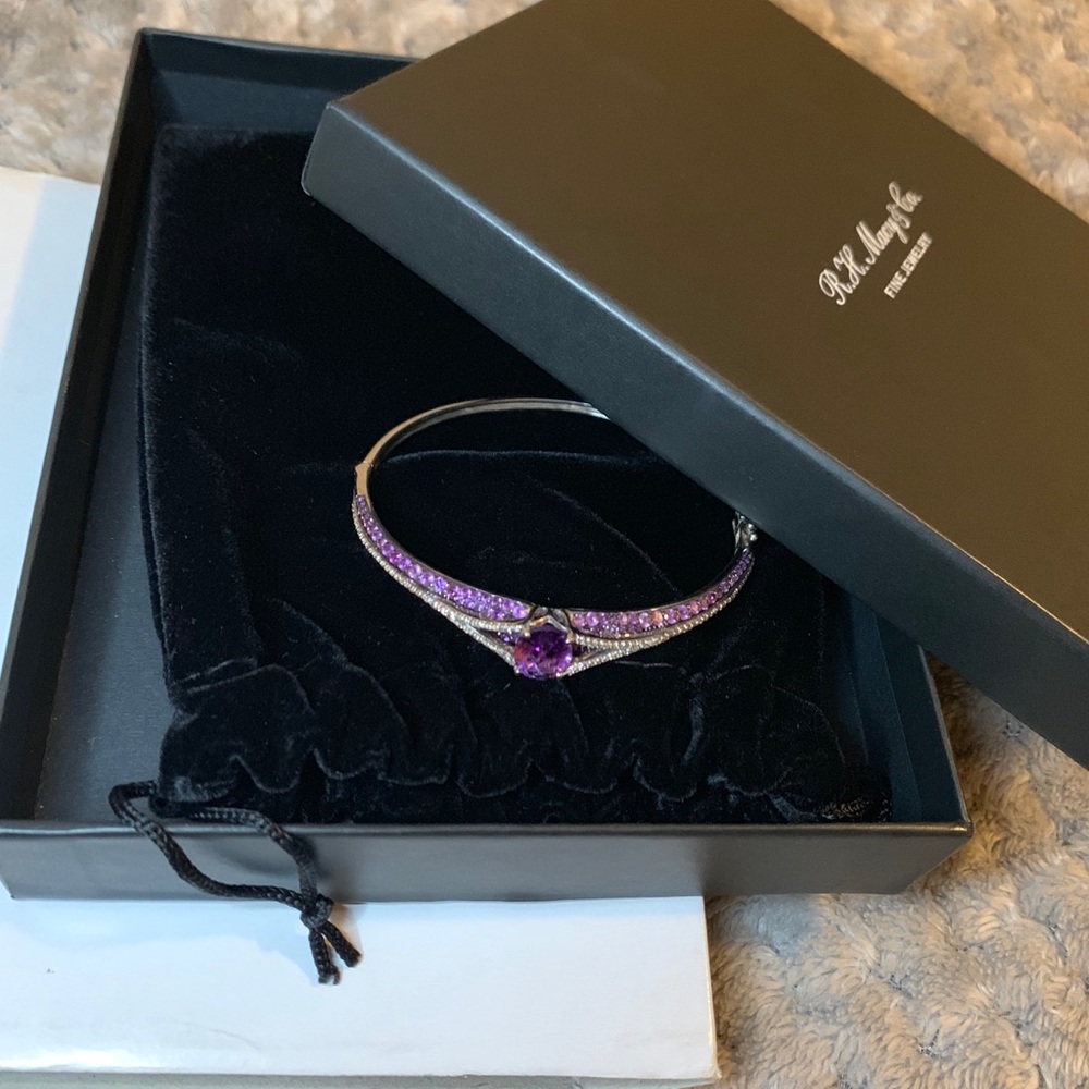 Semi Precious Amethyst Bracelet SS Amy White Topaz